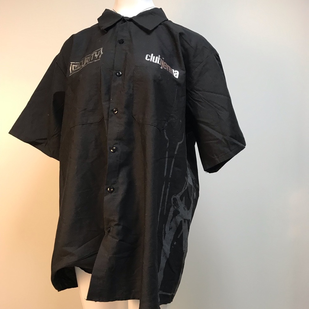 CLUB JENNA security button up black work shirt